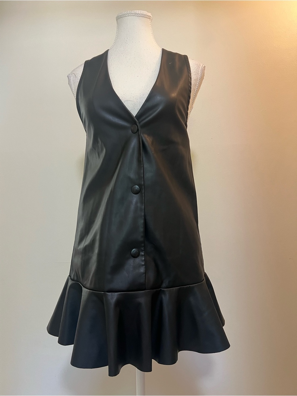 MILE END Black Faux Leather Dress (Size 12)